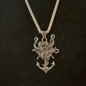Stainless Steel Octopus Anchor Pendant Necklace